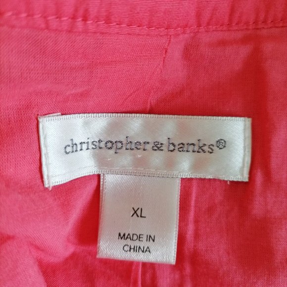 Christopher & Banks Womens Coral Pink Crochet Lace Open Front Blazer Jacket XL - Picture 5 of 7